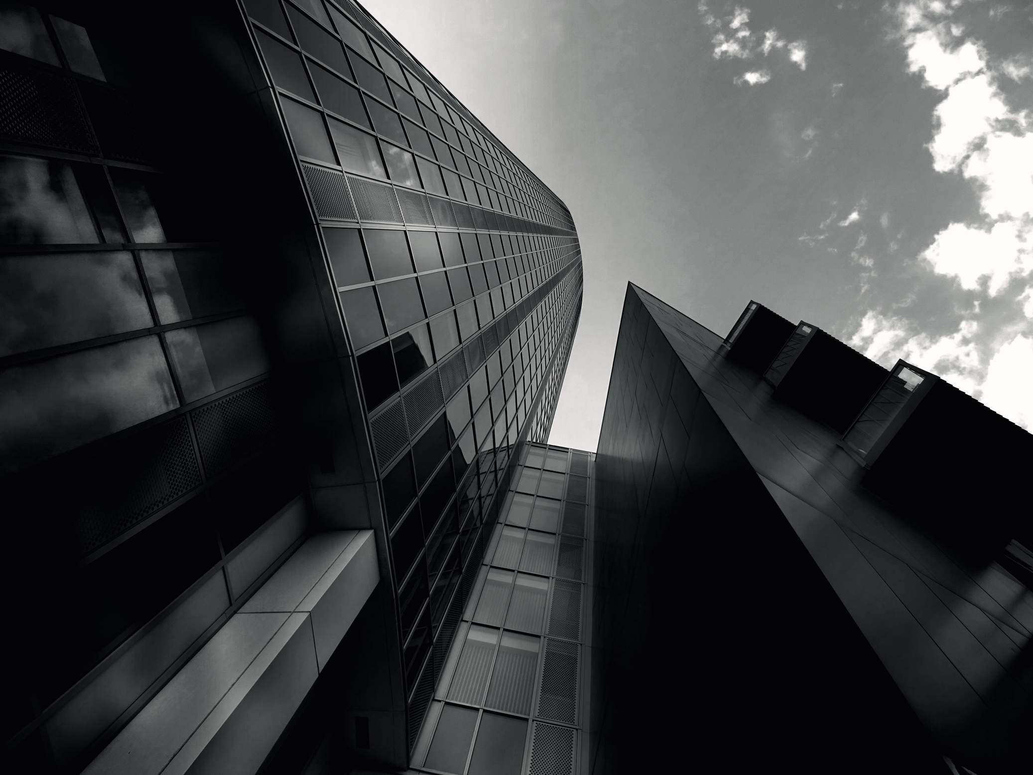 Low-angle Photography of Grayscale Building